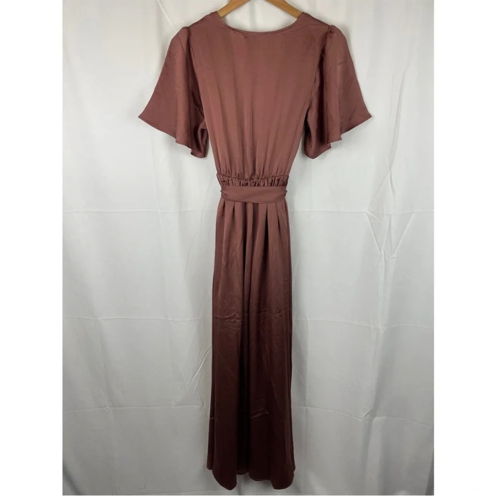 Baltic Born Women's Sicily Satin Maxi Dress Dusty Rose Maroon Dress Size M - Picture 6 of 8